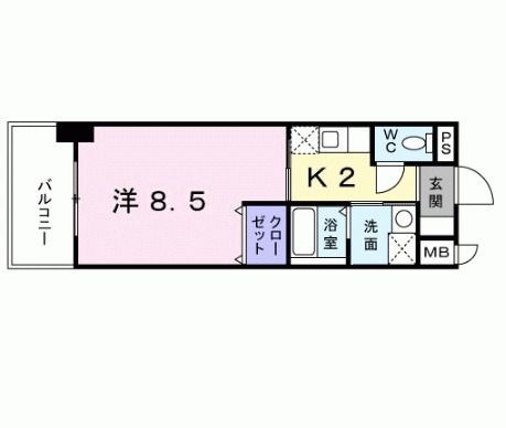 拡大写真：セトル．イン鳳 4階410の間取り