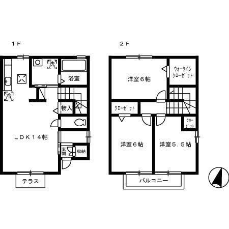 拡大写真:primrose A棟 1階102の間取り