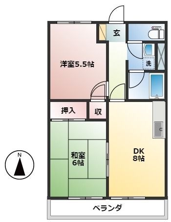 拡大写真:エムブレイス 2階202の間取り