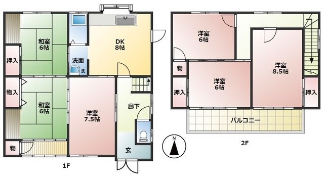 拡大写真：墨俣町K様戸建貸家 1階1の間取り