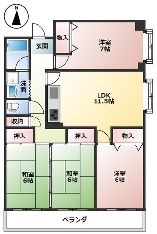 拡大写真:リバーサイド鎌倉 3階306の間取り
