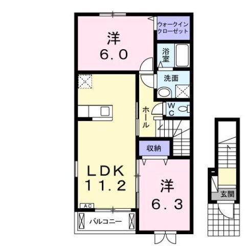 拡大写真:アージュb 2階201の間取り