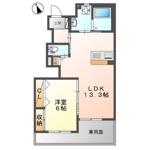 拡大写真:Univaly PURE ROSE 1階102の間取り