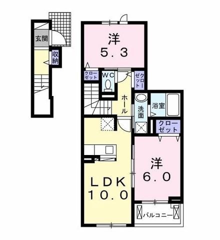 拡大写真:藤枝市高柳3丁目 2階206の間取り