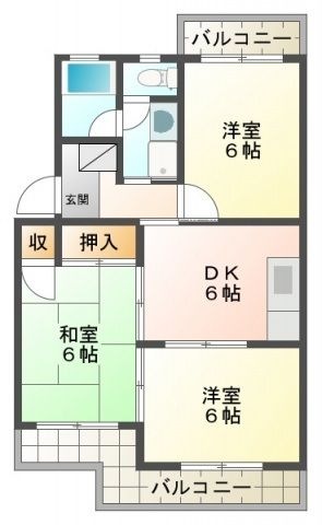 拡大写真:焼津市三ケ名 4階403の間取り