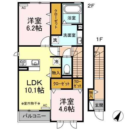 拡大写真:藤枝市南駿河台4丁目 2階202の間取り