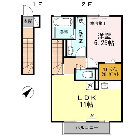 拡大写真:藤枝市五十海4丁目 2階201の間取り