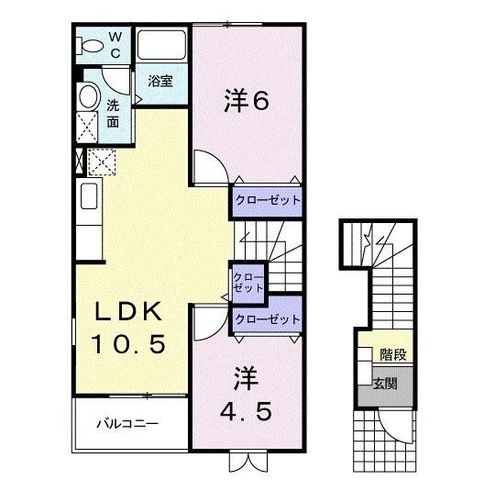 拡大写真:藤枝市横内 2階201の間取り