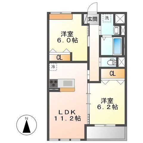 拡大写真：藤枝市高柳１丁目 2階202の間取り