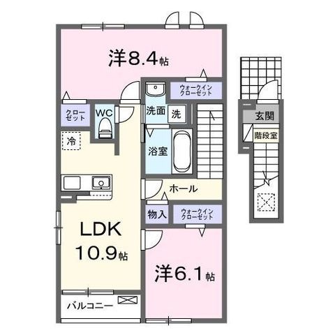拡大写真:袋井市高尾 2階203の間取り