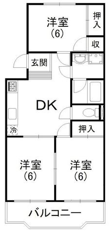 拡大写真:袋井市新池 3階206の間取り