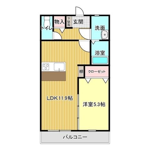 拡大写真:袋井市高尾町 2階203の間取り