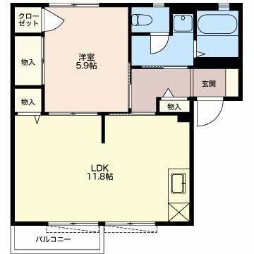 拡大写真:掛川市中方 2階B201の間取り