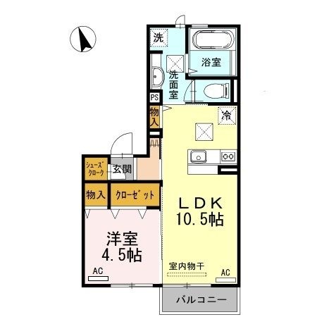 拡大写真:リバーパーク新天町 1階103の間取り
