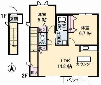 拡大写真:ブランシェ野原A棟 2階201の間取り