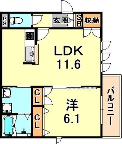 拡大写真:神戸市灘区千旦通2丁目 3階301の間取り