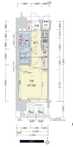 拡大写真:プレサンスNAGOYA本陣 9階0901の間取り