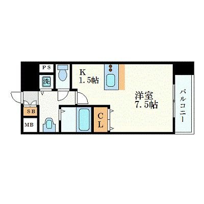 拡大写真:プレサンス名古屋STATIONアライブ 4階408の間取り