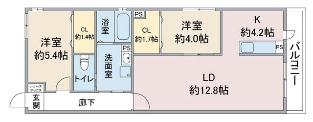 拡大写真:Celenest高岳 4階401の間取り
