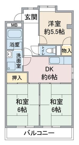 拡大写真:サクセス米本 2階201の間取り