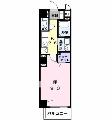 拡大写真:レジデンスKー1 2階203の間取り