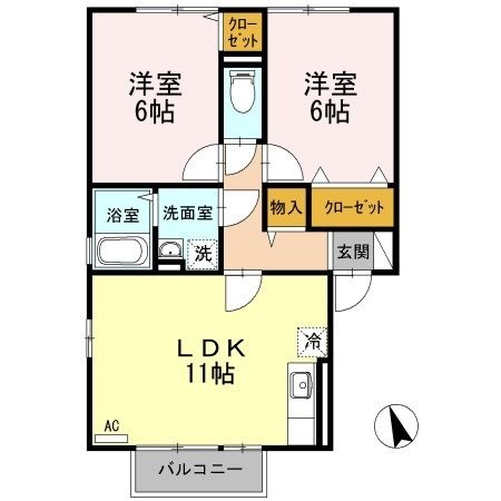 拡大写真:ウィルモア川口 1階101の間取り