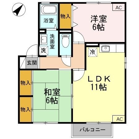 拡大写真：セジュール誠之 2階201の間取り