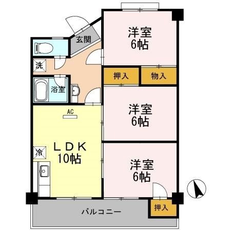 拡大写真:ベルティカル曙 4階402の間取り