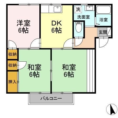 拡大写真:コーポK 2階201の間取り