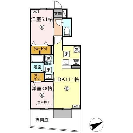 拡大写真:D-ROOM N.T 1階105の間取り