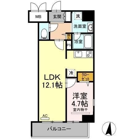 拡大写真:テゾーロ行橋 2階207の間取り
