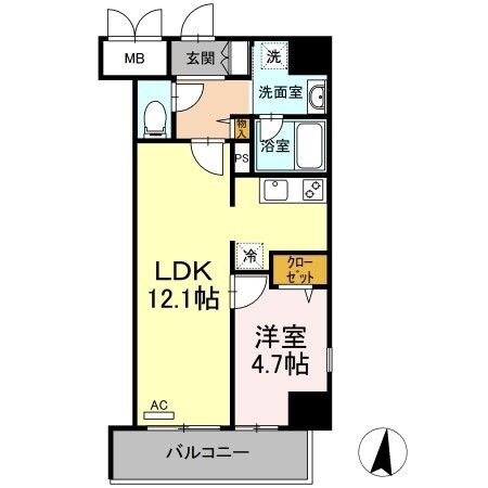 拡大写真:テゾーロ行橋 5階507の間取り
