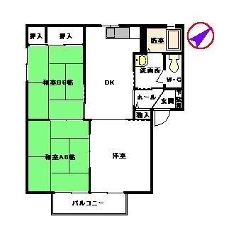 拡大写真:サープラス若久 B棟 2階201の間取り
