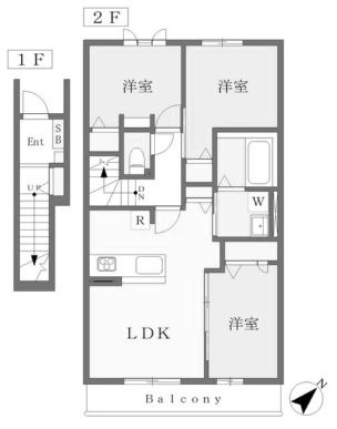拡大写真:Live Flat大橋 2階202の間取り