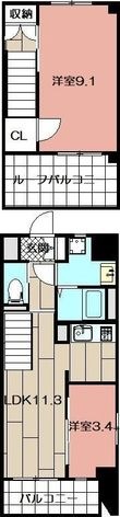 写真:G-Apartment開 9階905の間取図