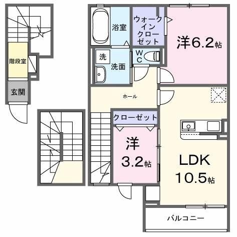 拡大写真：ラ・ポーズ葛原 3階302の間取り