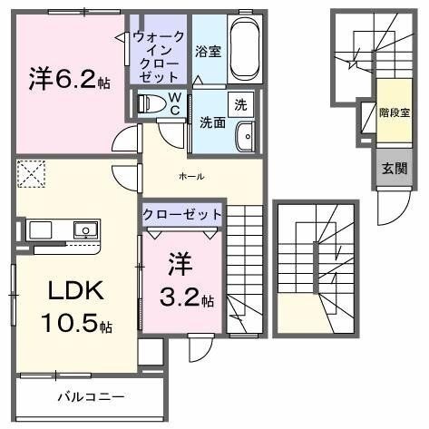 拡大写真:ラ・ポーズ葛原 3階301の間取り