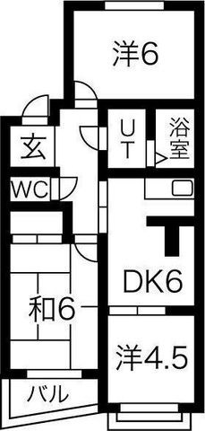 拡大写真:パークサイド今岡A 4階402の間取り
