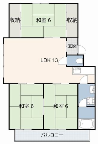 拡大写真:百石マンション2号館 3階B-3の間取り