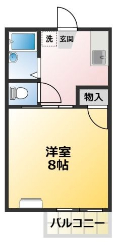拡大写真：ハイツウィング 2階203の間取り