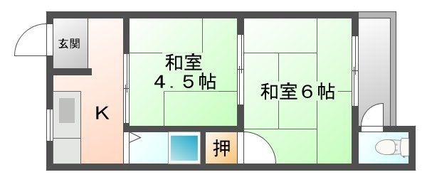 拡大写真:豊中市服部寿町2丁目 2階202の間取り
