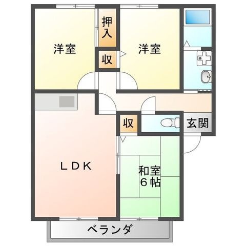 拡大写真:サンライフA棟 2階202の間取り