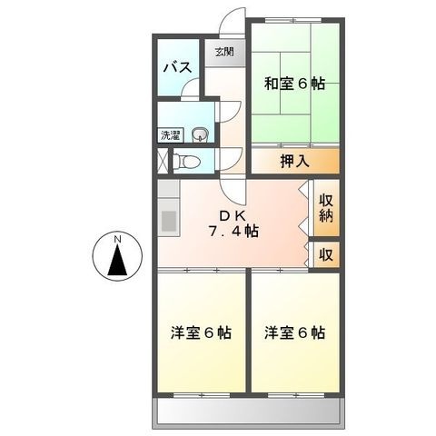 拡大写真:リンピア村瀬 3階306の間取り