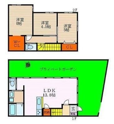 拡大写真：長浜市弥高町 Cの間取り