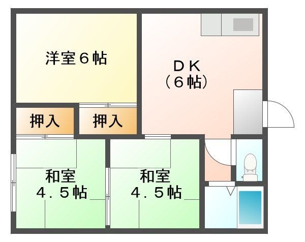 拡大写真:コーポまつお 2階201の間取り