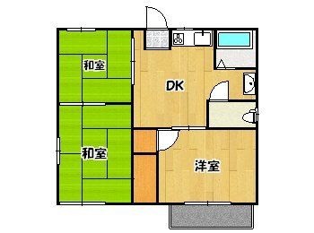拡大写真：コーポ白木 2階201の間取り