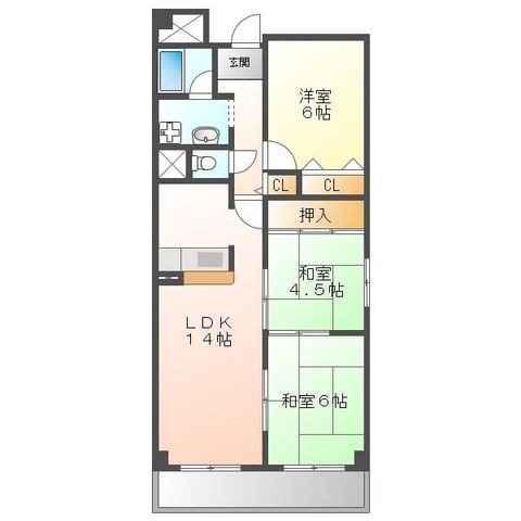 拡大写真:第3阿井マンション 4階403の間取り