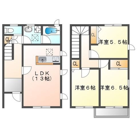 拡大写真:吹田市原町4丁目 2階2の間取り