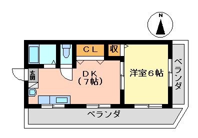 拡大写真：イナダマンション 5階401の間取り