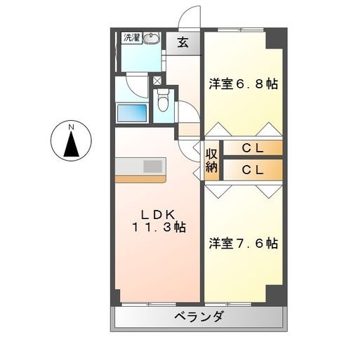 拡大写真:ラ・トゥール代官町 5階5Bの間取り